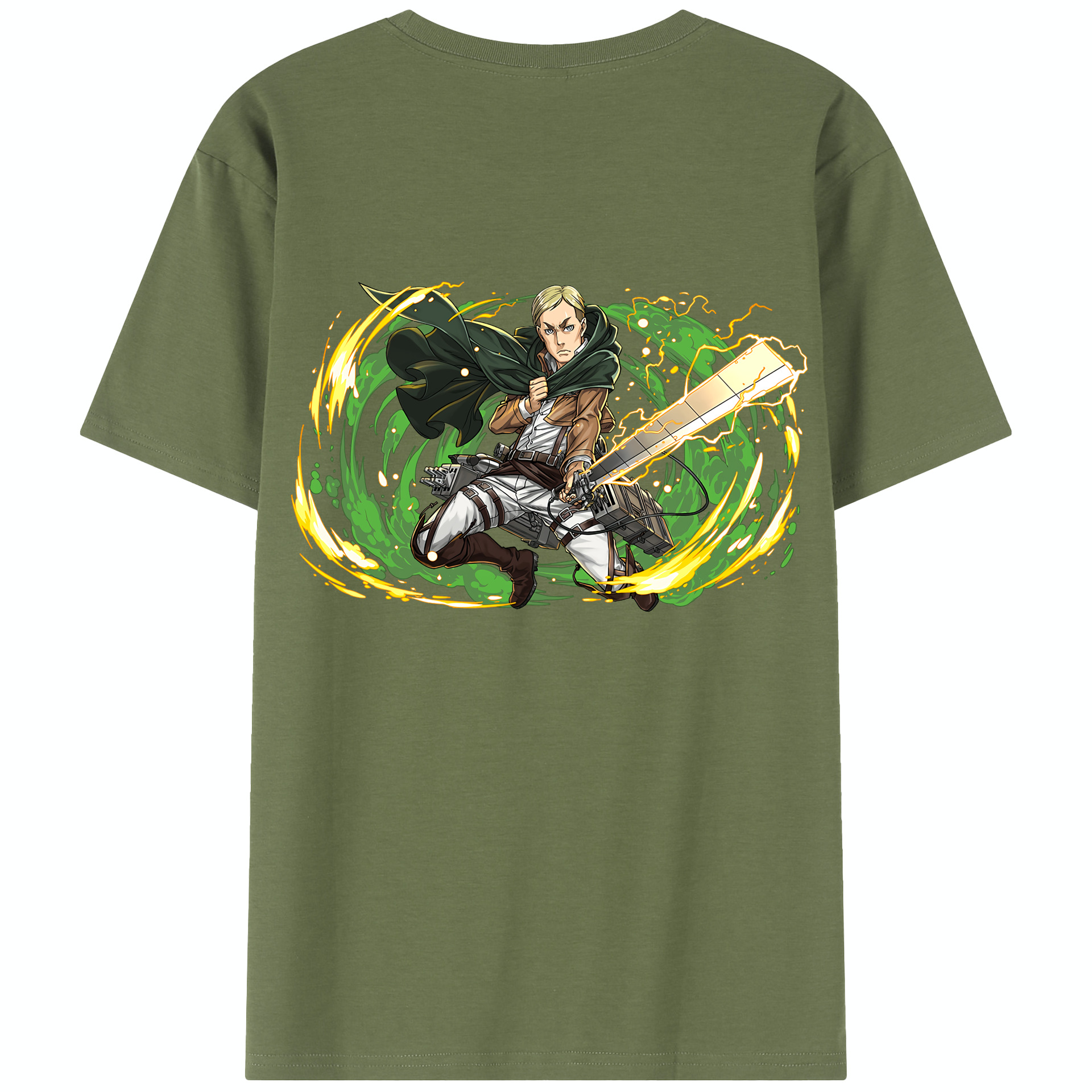 （画像用） 進撃の巨人 エルヴィン・スミス Attack on Titan Erwin Smith 綿100％半袖Tシャツ（背面プリント）